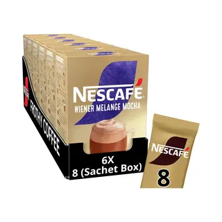 Nescafé Wiener Melange Mocha Oploskoffie - 6 Doosjes X 8 Zakjes
