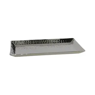 Kaarsen Plateau Met Rand En Reliefwerk - Rechthoek - Metaal - Zilver - 40 X 22.5 Cm