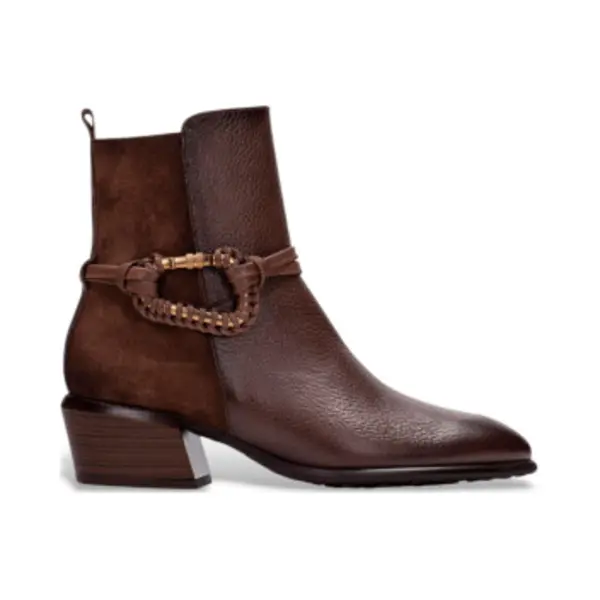 Hispanitas Für Damen. PHI254297 Braune Verona Lederstiefeletten (37), 3 Bis 5 Cm, Reißverschluss, Lässig thumbnail
