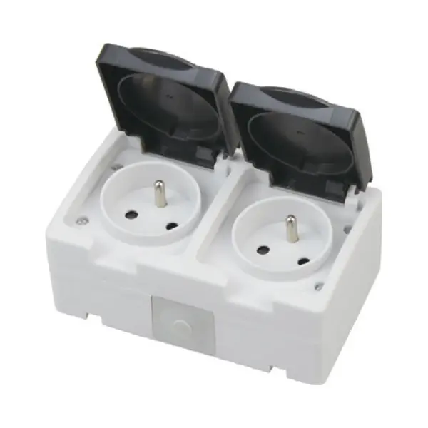 Horoz Electric Buitenstopcontact - Opbouw - Dubbel - Geaard - Waterdicht IP54 | België thumbnail