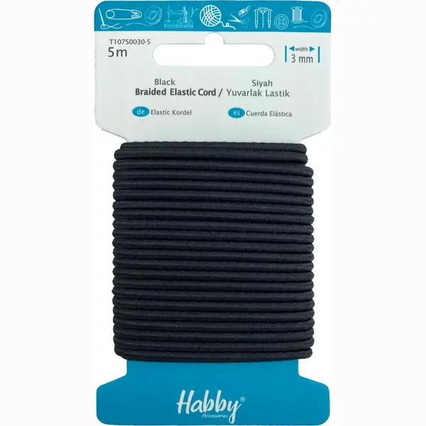 Habby Elastiek 3mm | Ronde | Zwart | 5 Meter | Hobby - Knutselen - Naai Elastiek thumbnail