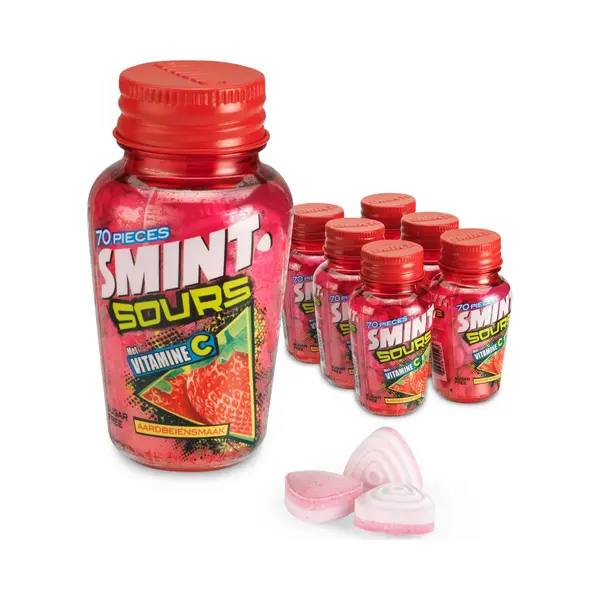 Smint Sour Strawberry - Frismakers - Aardbei - Vitamine C - Suikervrij - 1x6stuks thumbnail