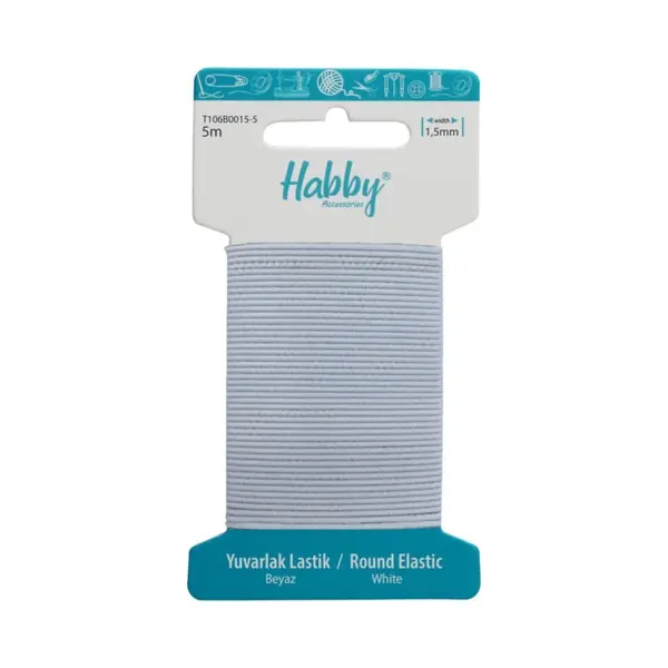 Habby Elastiek 1, 5mm| Wit | 5 Meter | Hobby - Knuteselen - Naai Elastiek thumbnail