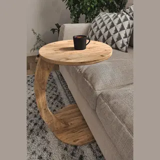 Bijzettafel - Bijzettafel Met Wielen - Bedtafeltje Met Wielen - Tafeltje Op Wieltjes - Ronde Bijzettafel