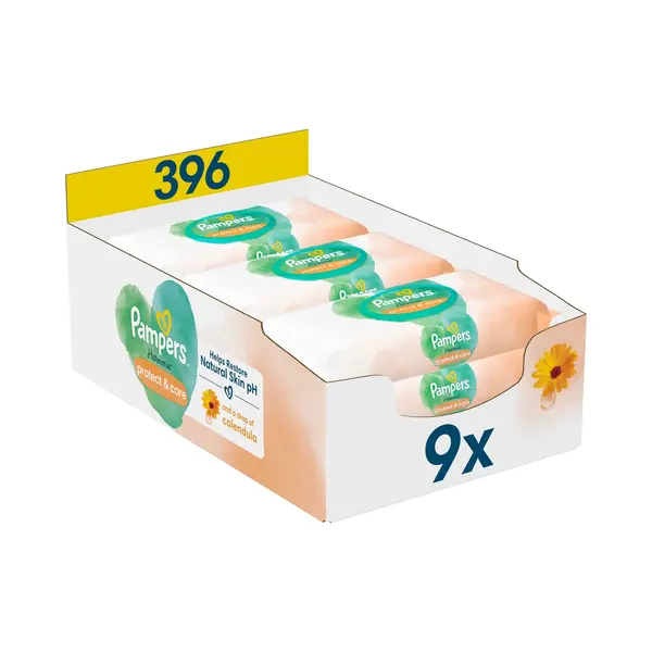 Pampers Harmonie Protect & Care Baby Wipes Plastic Free 9 Packs Of 44 Wipes = 396 Baby Wet Wipes, Help Restore Natural Skin Ph thumbnail