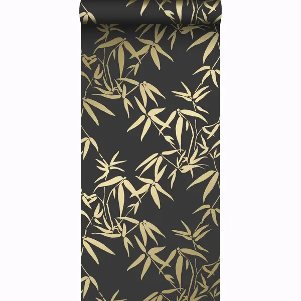 Origin Wallcoverings Behang Bamboe Bladeren Zwart En Goud - 347740 - 0, 53 X 10, 05 M thumbnail