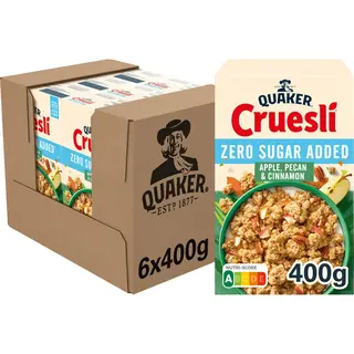 Quaker Cruesli Zero Sugar Added Apple, Pecan & Cinnamon - Ontbijtgranen - 6 X 400 Gram