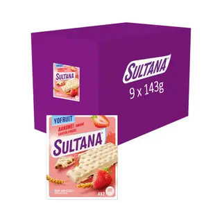 Sultana - Tussendoortje - YoFruit Aardbei Fruitbiscuit - 9 X 143 Gram