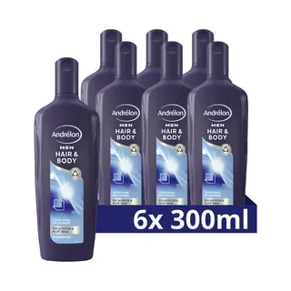 Andrélon Men Hair & Body Shampoo - 6 X 300 Ml - Voordeelverpakking