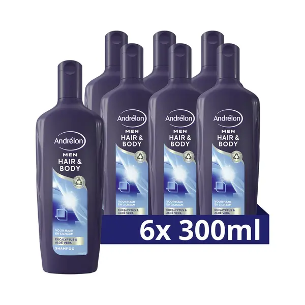 Andrélon Men Hair & Body Shampoo - 6 X 300 Ml - Voordeelverpakking thumbnail