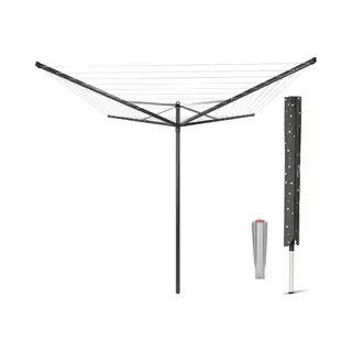Brabantia Topspinner Droogmolen - 40 M - Metalen Grondanker En Beschermhoes - Antraciet