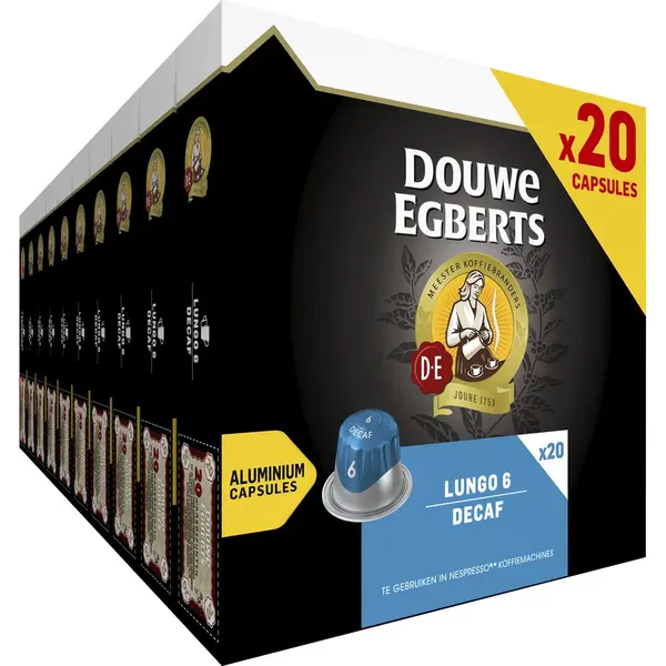 Douwe Egberts Lungo Decaf Koffiecups - Intensiteit 6/12 - 10 X 20 Capsules thumbnail