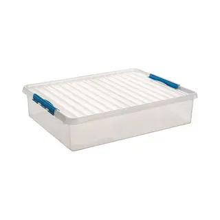 Sunware Q-line Opbergbox 60L - 80x50x 18 Cm - Transparant/Blauw