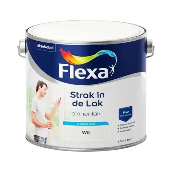 Flexa - Strak In De Lak Binnenlak Zijdeglans - Wit - 250 Milliliter thumbnail