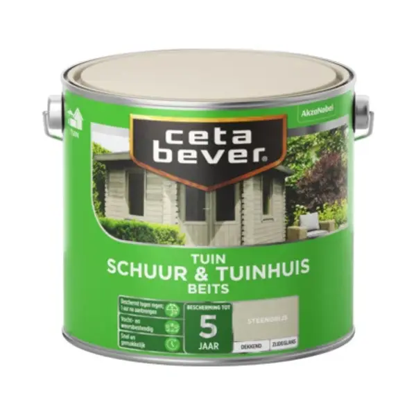 Cetabever - Tuinbeits Schuur & Tuinhuis Dekkend - Steengrijs - 2, 5 L thumbnail