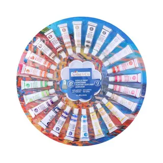 Artist&Co Acrylverf 25 Tubes Met Schilderspalet - Hobbyverf - Acryl Verf - Op Waterbasis - 25 Kleuren