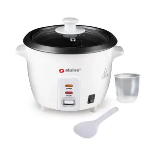 Alpina Rijstkoker - Anti-aanbaklaag - Warmhoudfunctie - 0.6 L - 300W - Wit