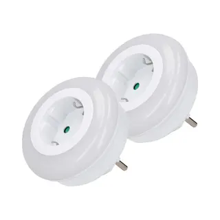 Grundig Led Nachtlamp Met Lichtsensor - 2x - 230v - Kinderkamer - Met Extra Stopcontact - Energiebesparend