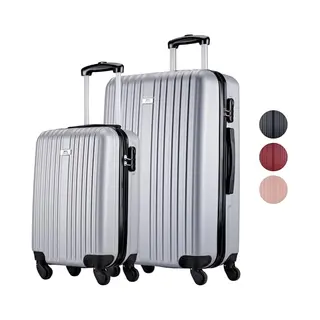 Slazenger Kofferset 2 Delig - Handbagage Trolley En Ruimbagage Koffer (S + M/L) - Abs Hardcase Koffer Set Met 360° Wielen - Cijferslot - Zilver