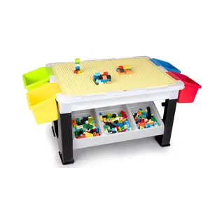 Eddy Toys Bouwblokkentafel 300 Delig - Speeltafel Voor Kinderen Met Bouwblokken, Opbergruimte En Afneembare Bakken - 48x35x31 Cm - Kunststof