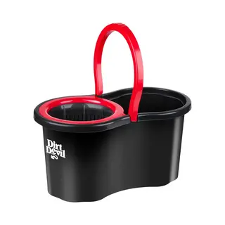 Dirt Devil Dweilset Spin Mop Set – 360 Graden Draaibare Dweil – Uittrekbare Stang – Roestvrijstalen Handgreep – Emmer Met Wringmand – 16
