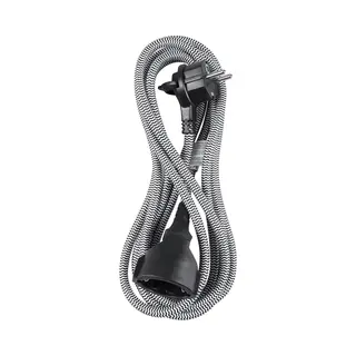 Q-Link Verlengsnoer - Platte Stekker - Randaarde - 3 X 1.5 Mm² - 3 Meter - Textiel - Zwart - Wit