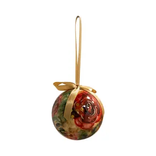 Ts Collection - Kerstbal Rose Rouge - Los - Metaal & Epoxy - Exclusieve Woonitems Voor Binnen - Handgemaakt - Unieke Print - Designed By Lammie