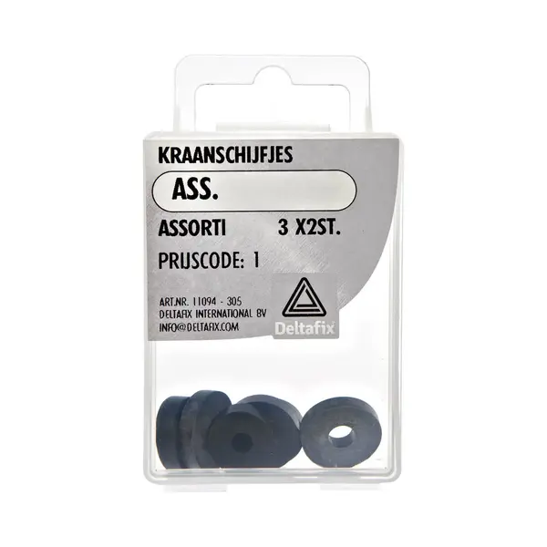 Kraanschijfje Assorti. 3x2stuks. Zwart. Rubber. Deltafix. thumbnail