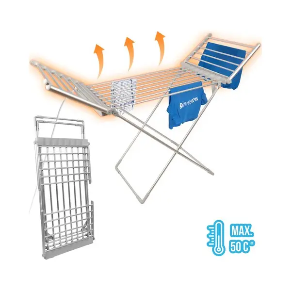 SIlvergear Elektrischer Wäscheständer - Heizung - 147 X 54 X 94 Cm - Weiß thumbnail