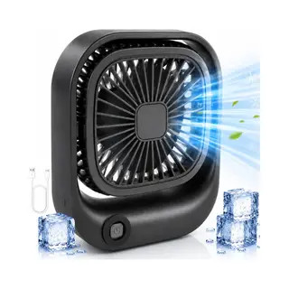Silvergear® Tragbarer Tischventilator | Usb-C Aufladung | 3 Geschwindigkeiten | 600 MAh Akku | Für Büro & Unterwegs | Schwarz