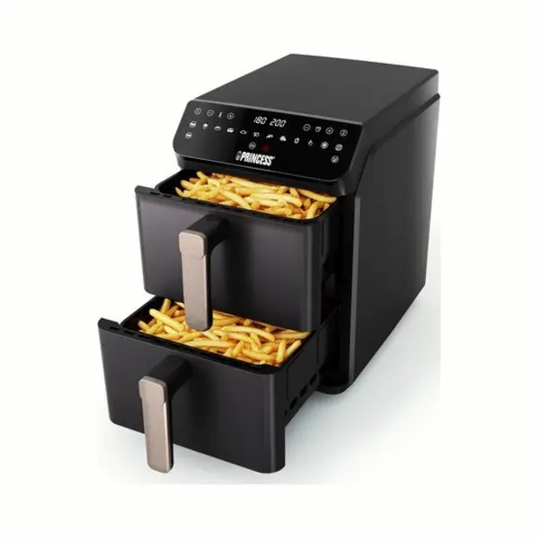 Princess Stack Heißluftfritteuse, Doppelte Fritteuse, 11, 2 L, 3000 W, Vertikales Design, Sync-Funktion, Pfas-frei, Digitale Steuerung, Schwarz, thumbnail