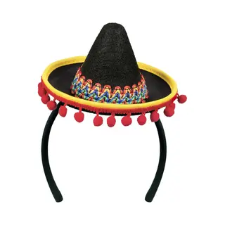 Boland 54423 - Haarreif Sombrero, Kopfschmuck, Hut, Minihut Mit Pompons, Mexiko, Kostüm, Verkleidung, Mottoparty, Karneval