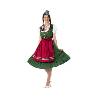 Funny Fashion Traditionele Oktoberfest Dirndl Groen/Rood Kristin - Maat 48-50