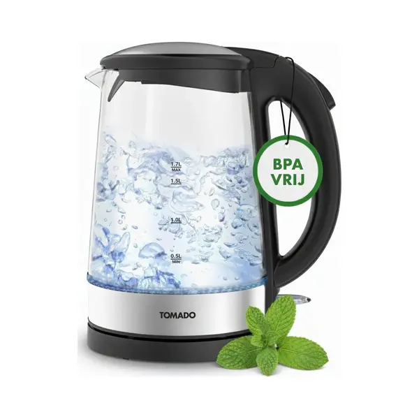Tomado TWK1706G - Glazen Waterkoker - 1, 7 Liter - Blauw Led Verlichting - 2200 Watt - Rvs thumbnail