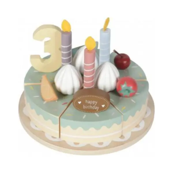 Little Dutch Torte / Geburtstagstorte Aus Holz Mit Kerzen, Zahlen Und Dekoration - Blau 26-teilig thumbnail