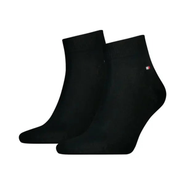 Tommy Hilfiger Quarter Herren Crew-Socken Schwarz 2 Paar thumbnail