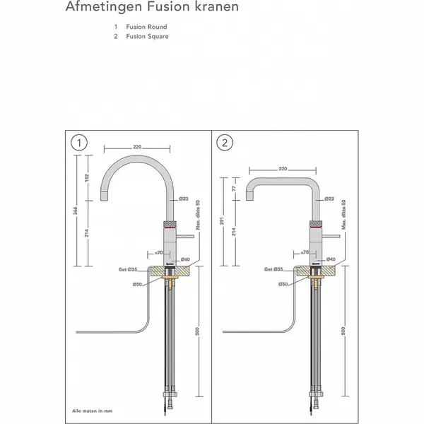 Quooker Fusion Square Met Combi+ Boiler En Cube Reservoir 5-in-1 Kokend Water Kraan Zwart thumbnail
