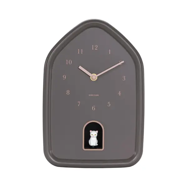 Karlsson Wanduhr Modern Kitty - Braun - 29.1x20x29.1cm - Rechteck - Kunststoff - Wanduhr Modern Wohnzimmer - Wanduhren thumbnail