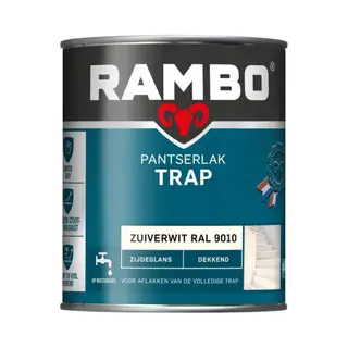 Rambo Pantserlak Trap - Dekkend Zijdeglans - Intensief Gebruik - Sneldrogend - Ral 9010 - 0.75L