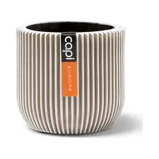Capi Europe - Blumentopf Kugel Groove Anthracite & Ivory - 8x6 - Elfenbein - Blumentopf Für Drinnen - Capi Indoor - BGVI131