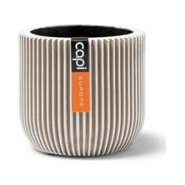 Capi Europe - Blumentopf Kugel Groove Anthracite & Ivory - 8x6 - Elfenbein - Blumentopf Für Drinnen - Capi Indoor - BGVI131 thumbnail