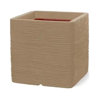 Capi Europe - Bloempot Vierkant Rib Nl - 40x40 - Beige - Opening Ø32 - Bloempot Voor Binnen En Buiten - Levenslang Garantie - Breukbestendig - 100%