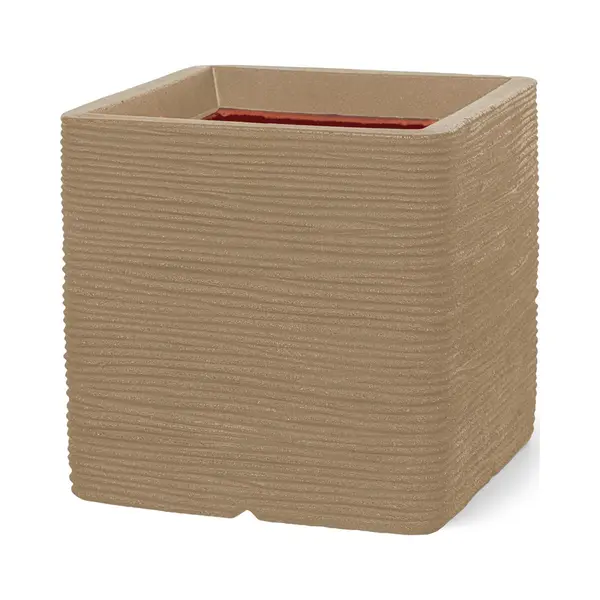 Capi Europe - Planter Square Rib Nl - 40x40 - Beige - Opening Ø32 - Pot For Indoor And Outdoor Use - Shatterproof - 100% Recyclable - KBER903 thumbnail