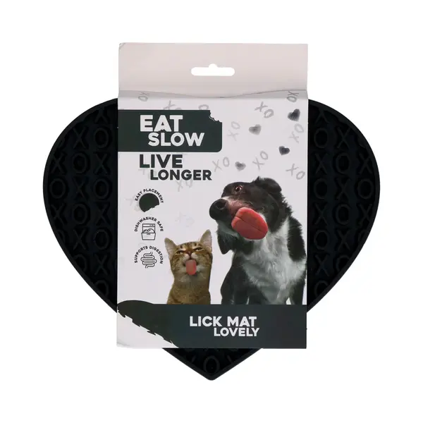 Eat Slow Live Longer Likmat Hartvormig - 19 X 23 Cm - Anti-schrok Mat - Slowfeeder - Snuffelmat - 100% Siliconen - Vaatwasserbestendig - Voor Hond Of thumbnail