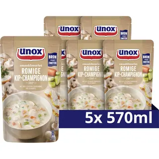 Unox Smaakfavoriet Soep In Zak - Romige Kip-Champignonsoep - 5 X 570 Ml - Voordeelverpakking