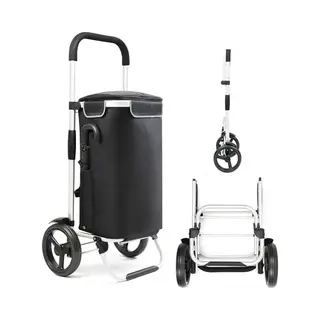 Shoppingcruiser Allround Einkaufstrolley Mit Kühlfach 41ltr, Klappbar, Shoppingtrolley Abnehmbare Tasche (schwarz)