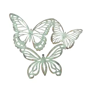 Clayre & Eef Wanddecoratie Vlinder 53x45 Cm Groen IJzer