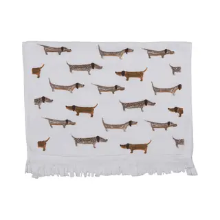 Clayre & Eef Gastendoekje 40x66 Cm Wit Bruin Katoen Honden