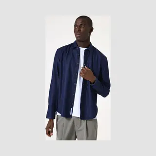 Garcia Heren Effen Overhemd Blauw Lange Mouw