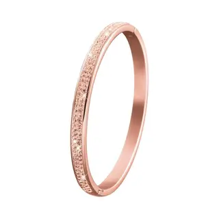 Lucardi Meisjes Bangle Met Plating - Ovaal - Kristal - Cadeau - Staal - Rosékleurig